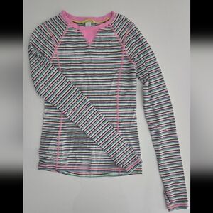 Ivivva Pink and Blue Striped Long Sleeve Tee
